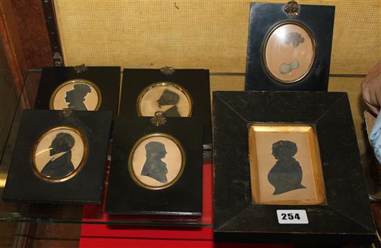 Five 19C silhouettes and a portrait miniature